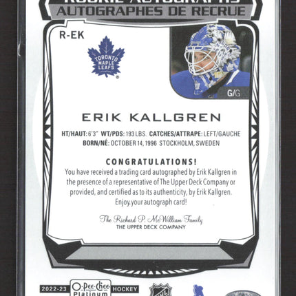 2023 O-Pee-Chee Platinum Erik Kallgren #R-EK Auto