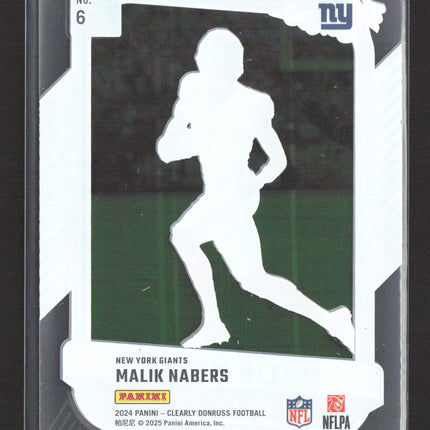 2025 Panini Clearly Donruss Football The Rookies Malik Nabers #6