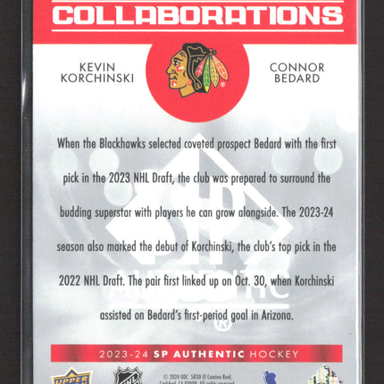 2024 Upper Deck SP Authentic Collaborations Kevin Korchinski Connor Bedard #C-3