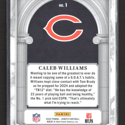 2024 Panini Zenith Football Z-Marquee Caleb Williams #1 RC