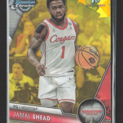 2024 Bowman Chrome University Jamal Shead #30 Yellow Refractor 21/75