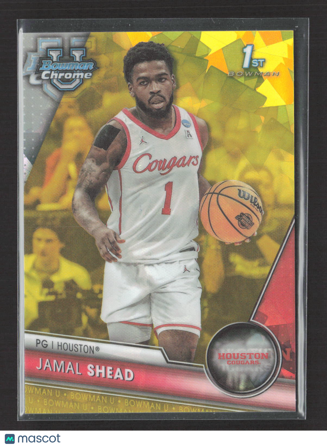 2024 Bowman Chrome University Jamal Shead #30 Yellow Refractor 21/75
