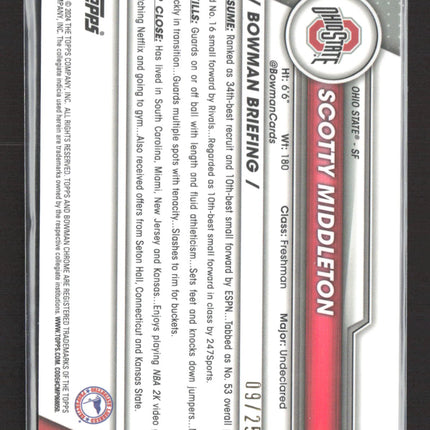 2024 Bowman Chrome University Scotty Middleton #61 Red Refractor 09/25 1st