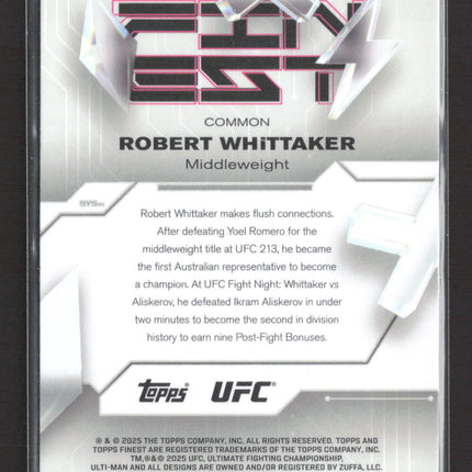 2025 Topps Finest UFC Robert Whittaker #71 Light Blue Refractor 127/200