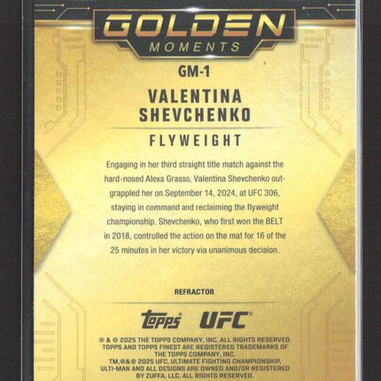 2025 Topps Finest UFC Golden Moments Valentina Shevchenko #GM-1 Refractor
