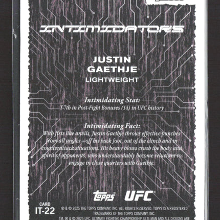 2025 Topps Finest Intimidators Justin Gaethje #IT-22
