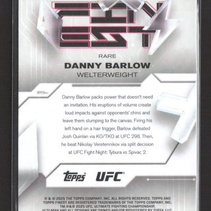 2025 Topps Finest UFC Danny Barlow #217 Rare RC 02/99