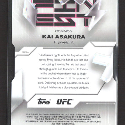 2025 Topps Finest UFC Kai Asakura #75 Pink RC 70/75