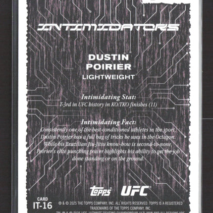 2025 Topps Finest Intimidators Dustin Poirier #IT-16 Green