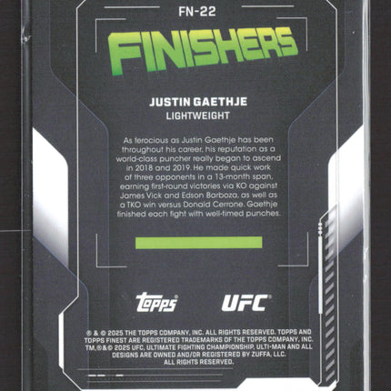 2025 Topps Finest UFC Finishers Justin Gaethje #FN-22