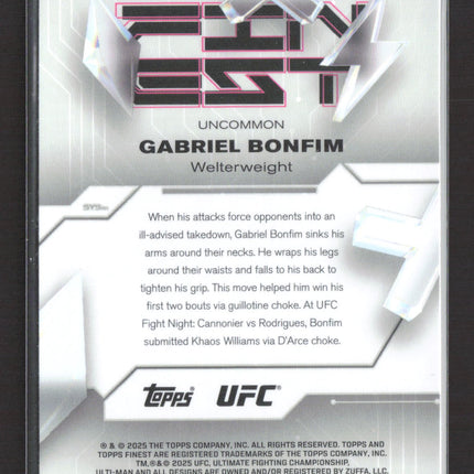 2025 Topps Finest UFC Gabriel Bonfim #144 RC Xfractor