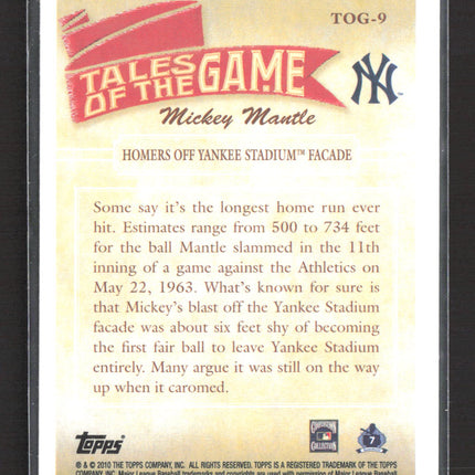 2010 Topps Tales of the Game Mickey Mantle #TOG-9