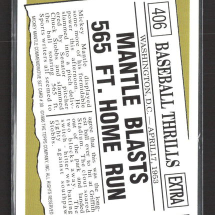 1996 Topps Mickey Mantle Commemorative Mickey Mantle #406