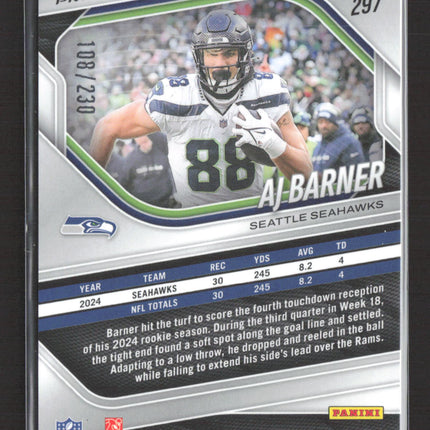2025 Panini Prizm Football AJ Barner #297 Blue Wave /230