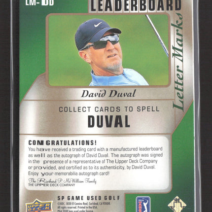 2005 UD SP Game Used Golf Leaderboard Letter Marks David Duval #LM-DD Auto 02/20
