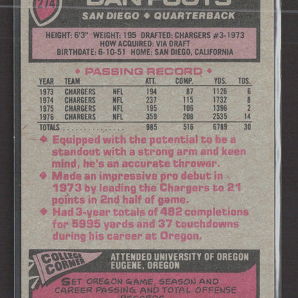 1977 Topps Dan Fouts #274