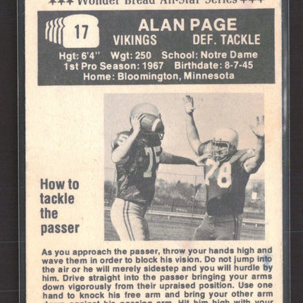 1974 Topps Wonder Bread All-Star Series Alan Page #17
