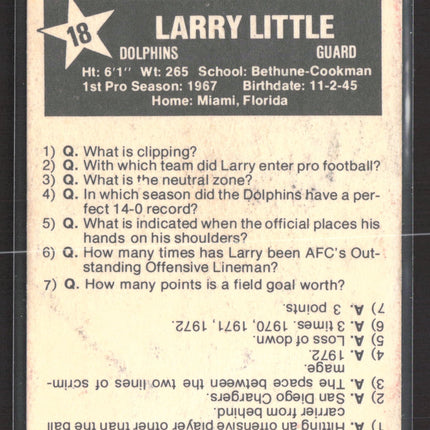 1974 Wonder Bread All-Star Series Larry Little #18