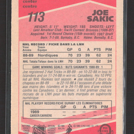 1988 O-Pee-Chee Joe Sakic #113