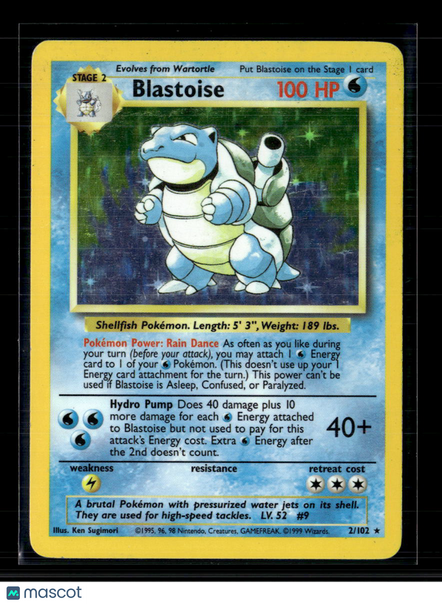 Pokemon 1999 Base Set Blastoise #2/102
