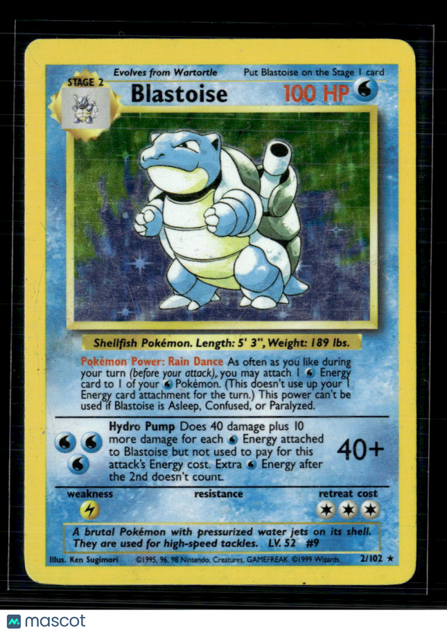 Pokemon 1999 Base Set Blastoise #2/102