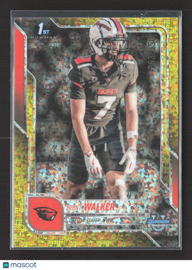 2025 Bowman Chrome University Trent Walker #54 Yellow Refractor 263/350