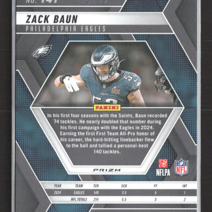 2025 Panini Mosaic Football Zack Baun #141 Blue 95/99