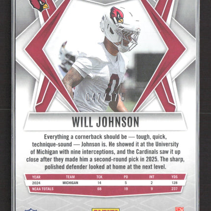 2025 Panini Phoenix Will Johnson #221 Teal RC 047/175