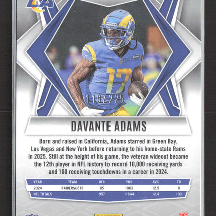 2025 Panini Phoenix Davante Adams #26 Teal /225