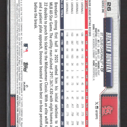 2026 Topps Series One Brendan Donovan #26 Rainbow Foil