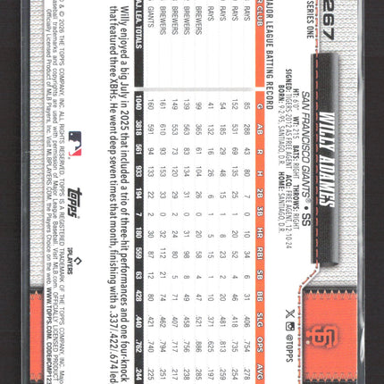2026 Topps Series One Willy Adames #267 Silver Foil