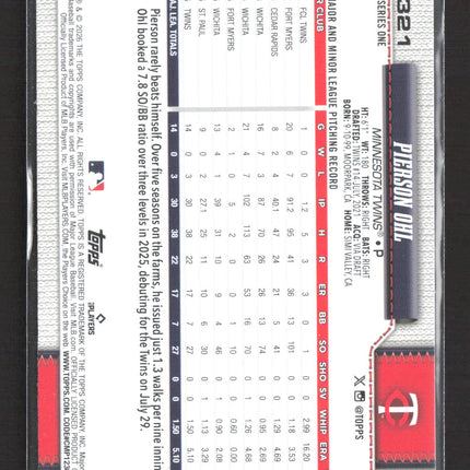 2026 Topps Series One Pierson Ohl #321 RC