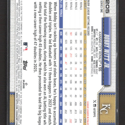 2026 Topps Series One Bobby Witt Jr. #205 Rainbow Foil