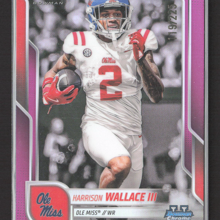 2025 Bowman Chrome University Harrison Wallace III #157 Pink /275 1st Bowman