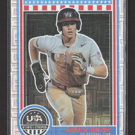 2025 Panini USA Baseball Stars & Stripes Andrew Jimenez #91 Maze 28/49