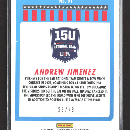 2025 Panini USA Baseball Stars & Stripes Andrew Jimenez #91 Maze 28/49