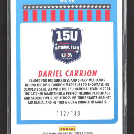 2025 Panini USA Baseball Stars & Stripes Dariel Carrion #48 Blue Disco 112/149