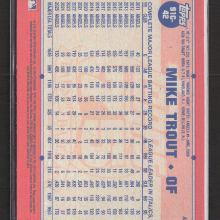 2023 Topps Chrome Silver Pack Mojo Refractor Mike Trout #91C-42