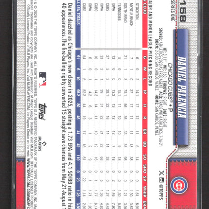 2026 Topps Series One Daniel Palencia #158 Rainbow Foil