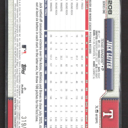 2026 Topps Series One Jack Leiter #208 Yellow /399