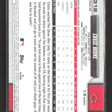 2026 Topps Series One Chase Burns #312 Silver Foilboard RC