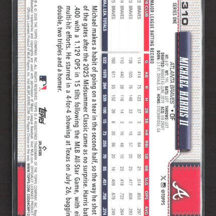 2026 Topps Series One Michael Harris II #310 Silver Foilboard