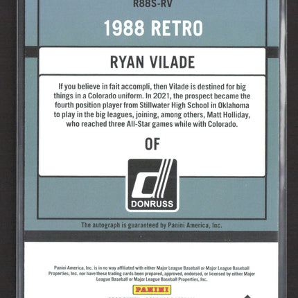 2022 Panini Donruss 1988 Retro Ryan Vilade #R88S-RV Auto