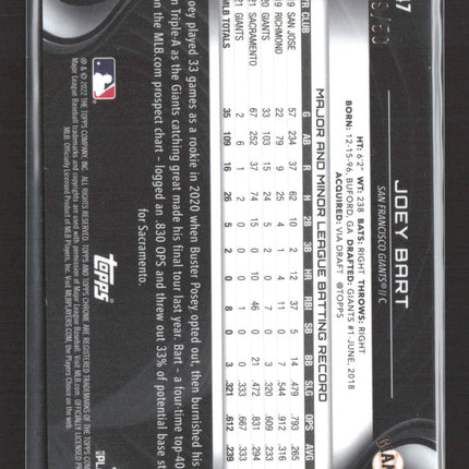 2022 Topps Chrome Black Joey Bart #47 Gold Mini-Diamond Refractor 49/50