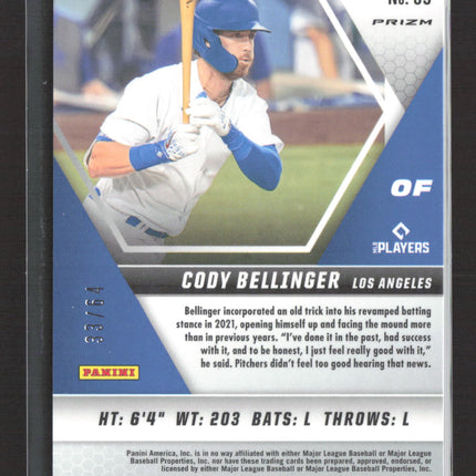 2021 Panini Mosaic Prizm Cody Bellinger #59 Red Yellow Blue 33/64