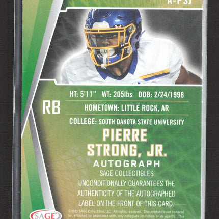 2022 SAGE Collectibles Pierre Strong, Jr. #A-PSJ Auto
