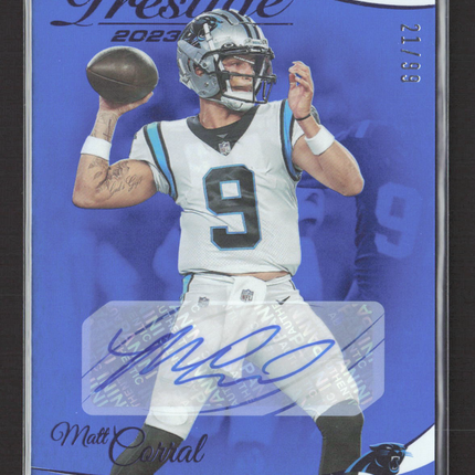 2023 Panini Prestige Matt Corral #45 Xtra Points Blue 21/99 Auto