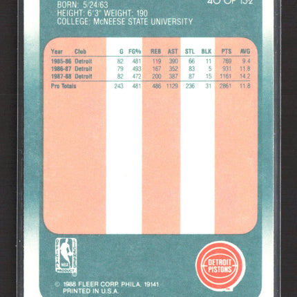 1988 Fleer Joe Dumars #40