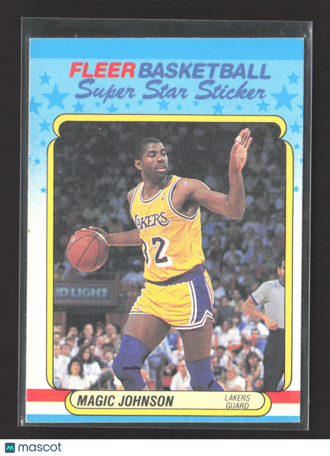 1988 Fleer Basketball Super Star Sticker Magic Johnson #6