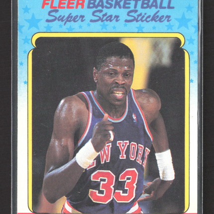 1988 Fleer Basketball Super Star Sticker Patrick Ewing #5